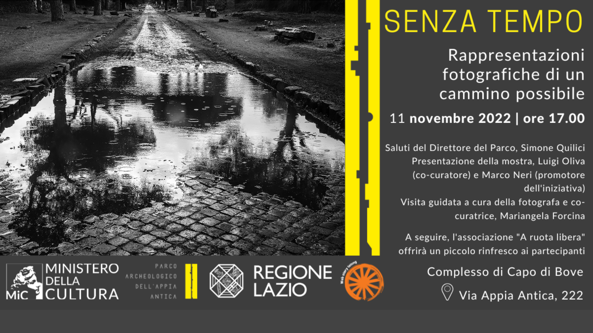 Parco Archeologico dell'Appia Antica. Complesso  di Capo di Bove. “Senza tempo. Rappresentazioni fotografiche di un cammino possibile”: la nuova mostra fotografica a Capo di Bove